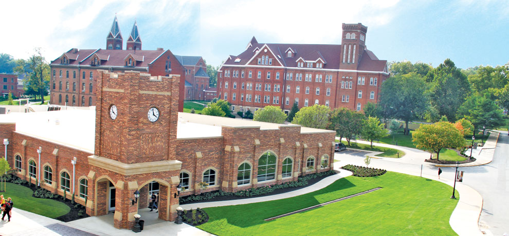 Benedictine College's Dining Hall with Elizabeth Hall in the background