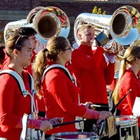 Marching Band in red quarter-zips