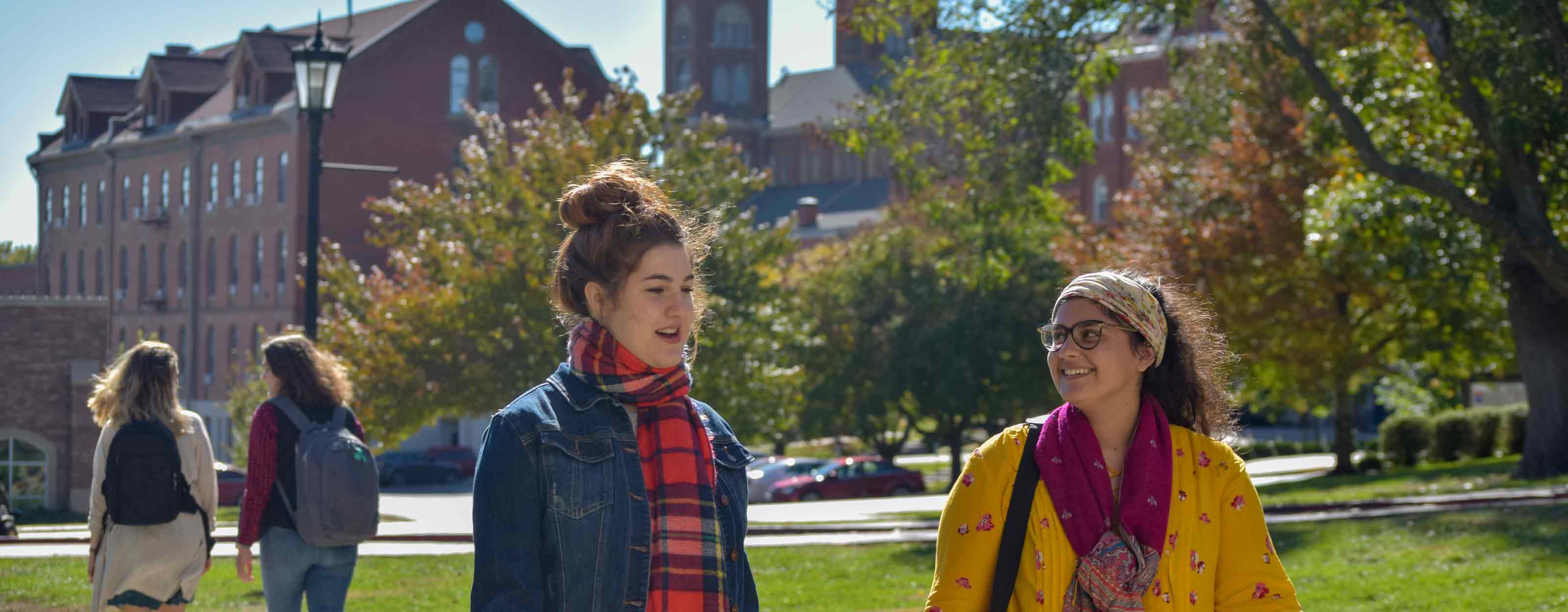 Students walking on campus