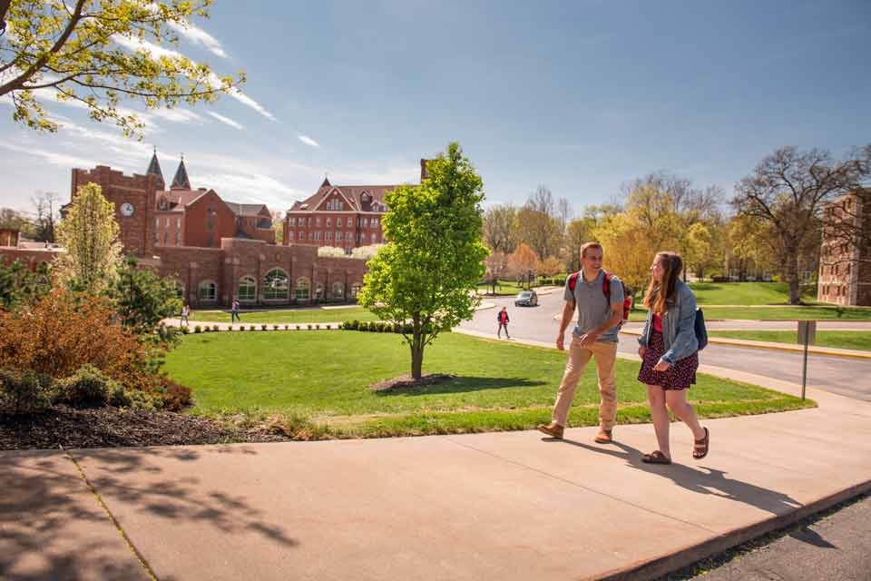 Students walking on campus