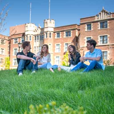 Students hanging out on campus