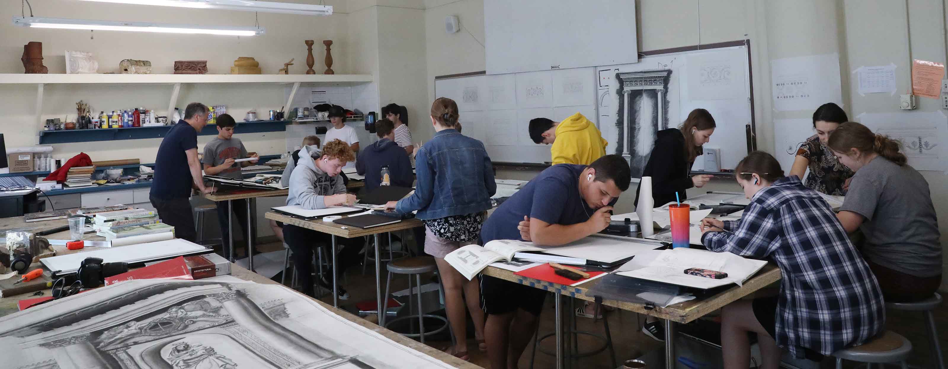 Students in Architecture class outside