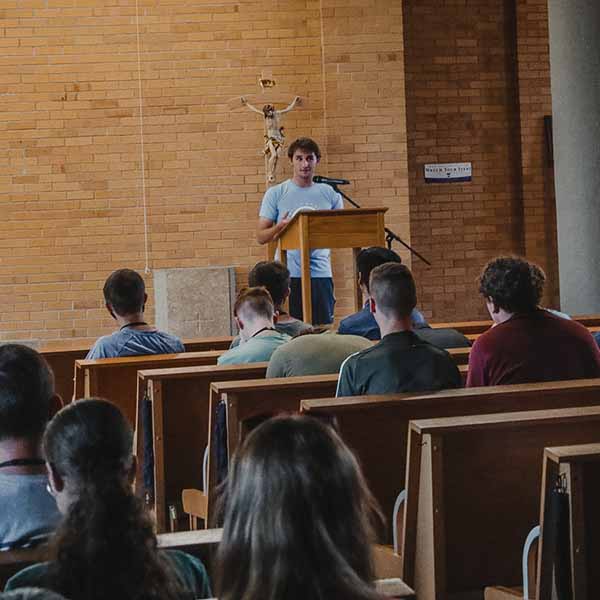 BCYC participants listen to a presentation in Guadalupe Chapel