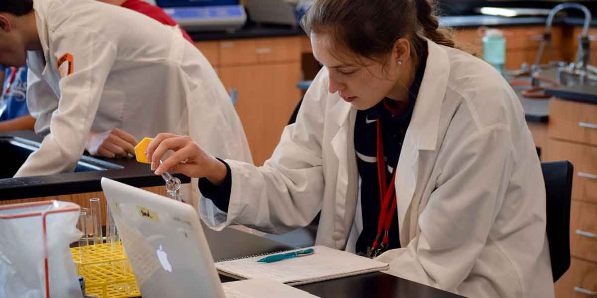 Student working in lab