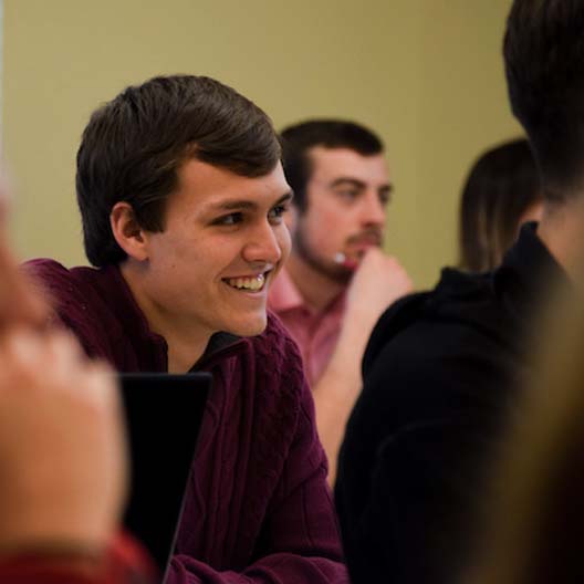 Student smiling in class