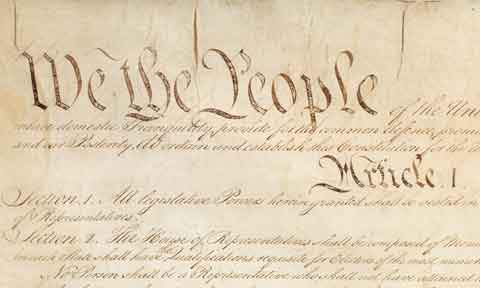 A portion of The Constitution of the United States of America