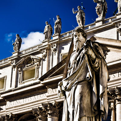Statue of St. Paul in front of St. Peter's Basilica