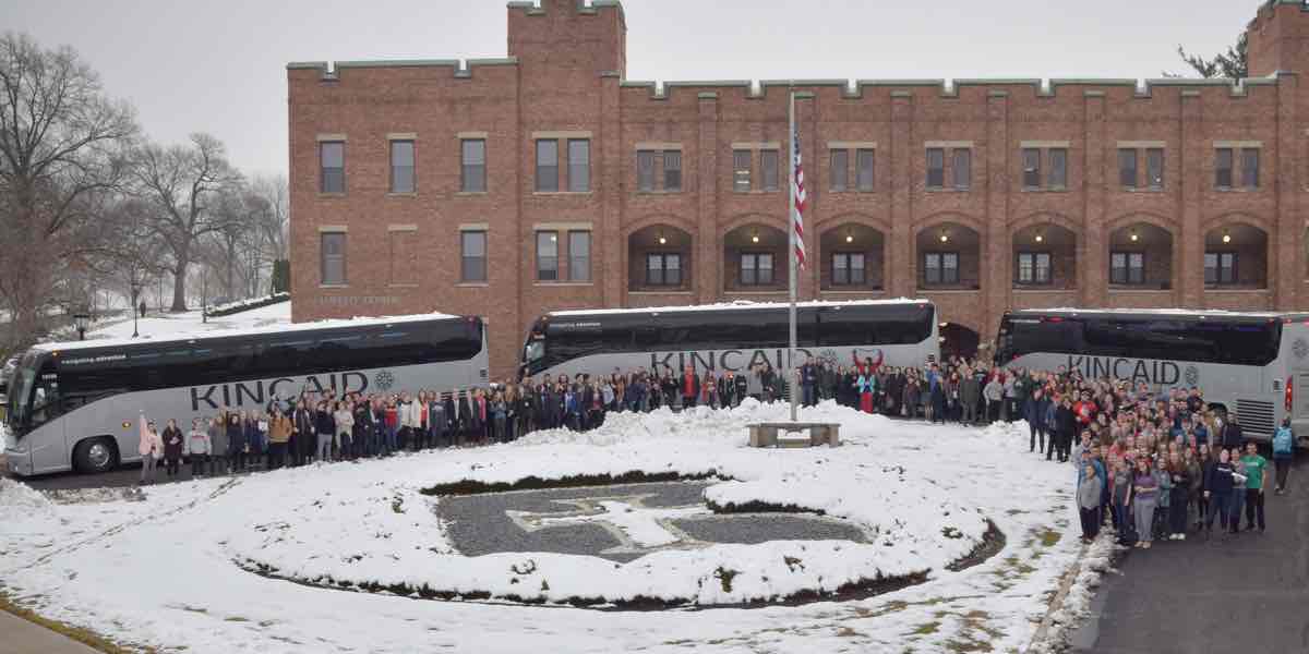 Students about to board the buses for the 2019 March for Life