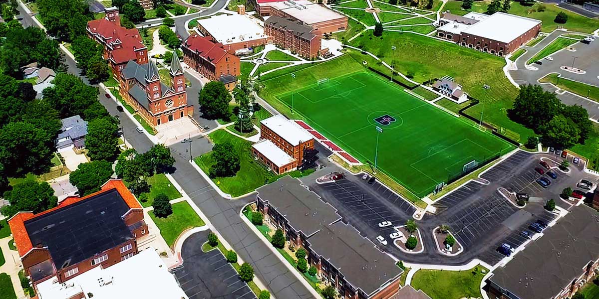 Legacy Field surrounded by the Legacy Apartments and the John Casey Soccer Center.