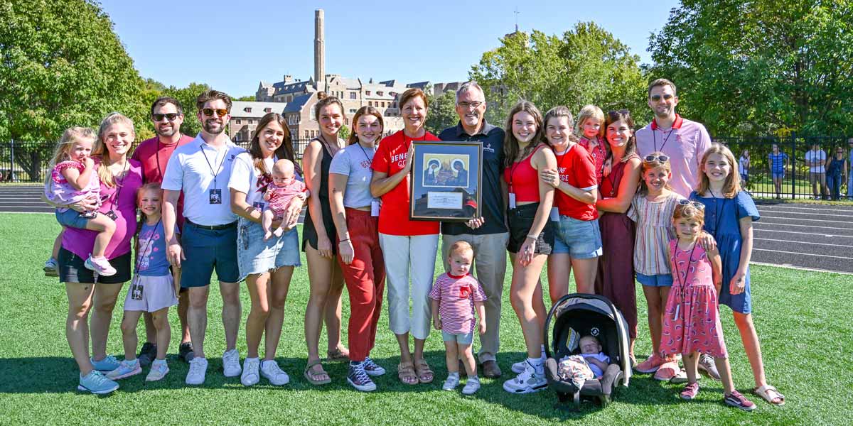 The Merck Family with their 2022 Family of the Year Award at Benedictine College