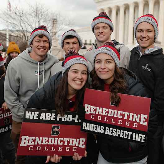 A group of Benedictine College students after the 2023 March for Life