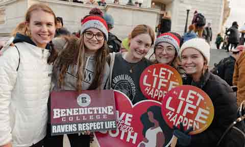 A group of Benedictine College students after the 2023 March for Life