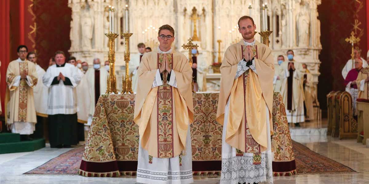 Father Robert Healey ’12 and Father Jon Fincher ’15 after their ordination