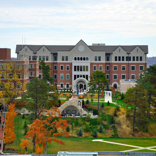 Mary's grotto and Ferrell Academic Center