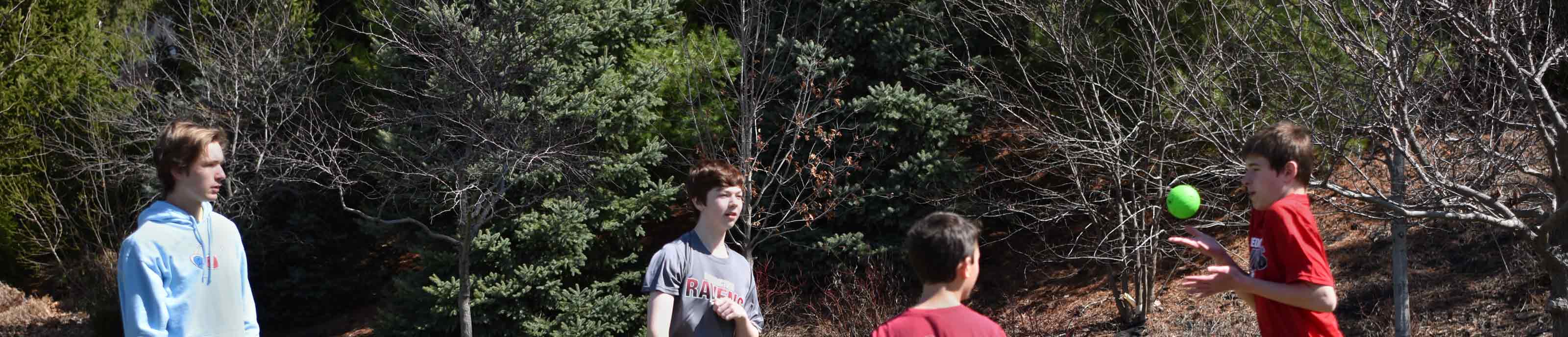 Siblings playing a ball game together