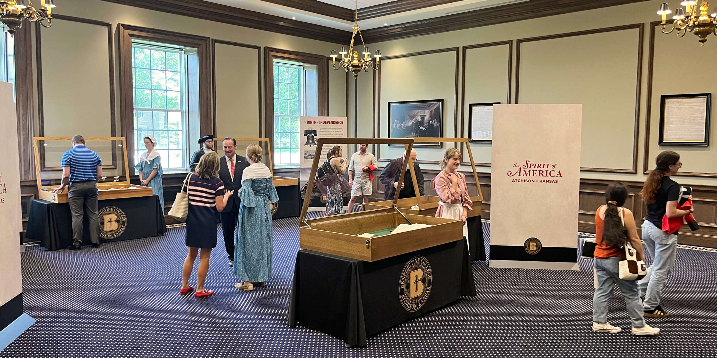 The Celebrating the American Experiment exhibit at Benedictine College