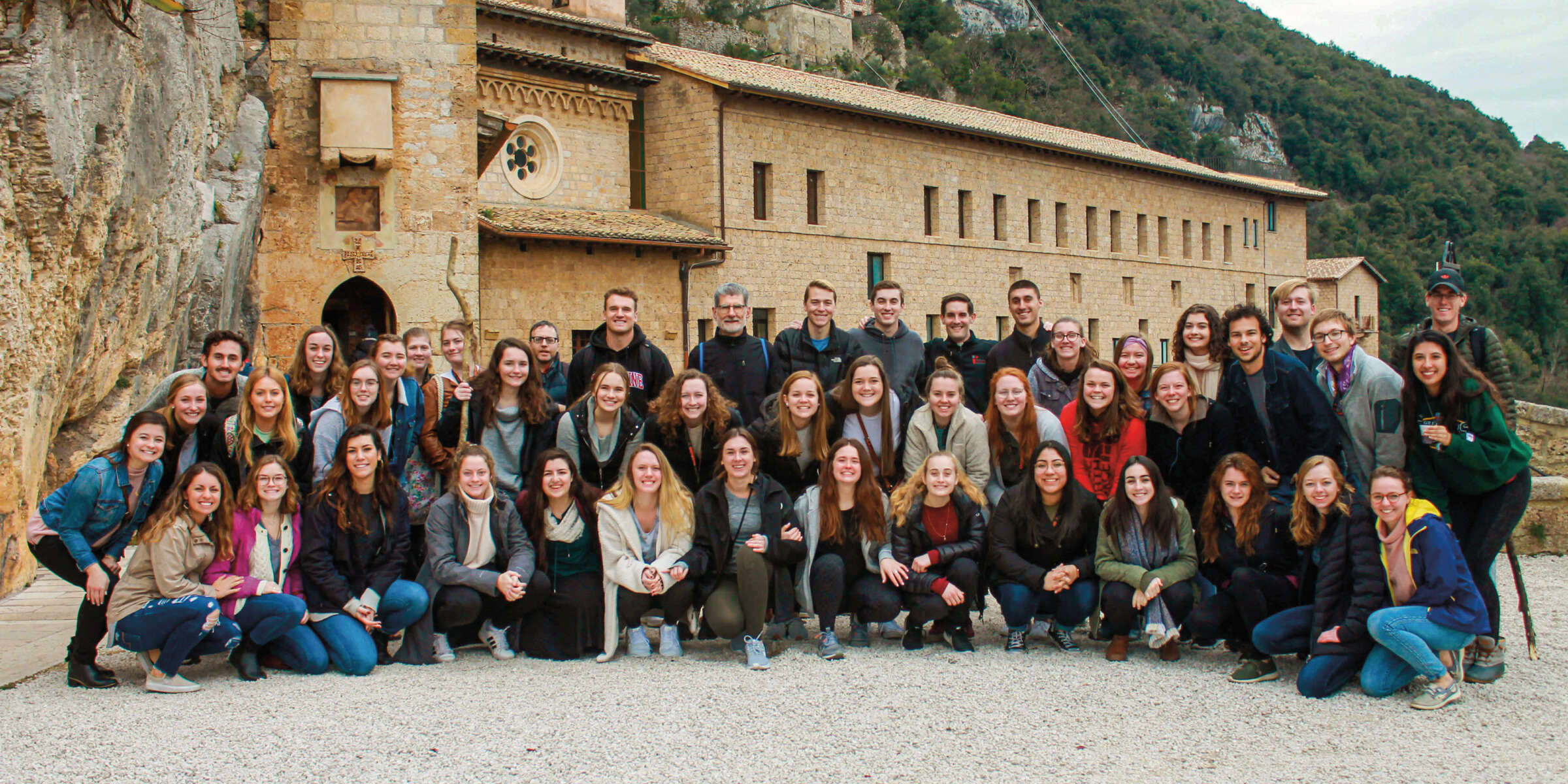 Students pose for a photo at Subiaco, Italy
