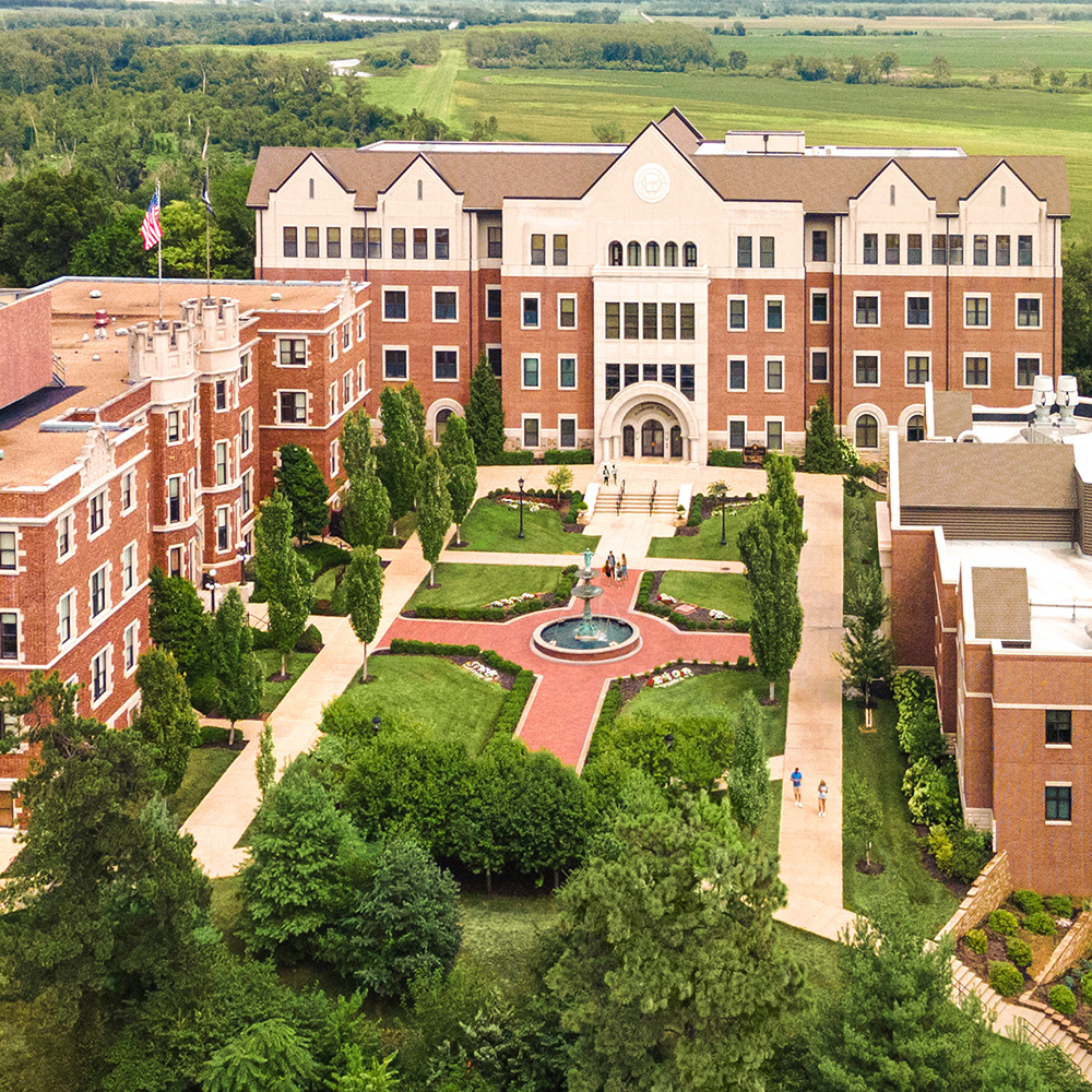 An aerial photo of the Academic Quad