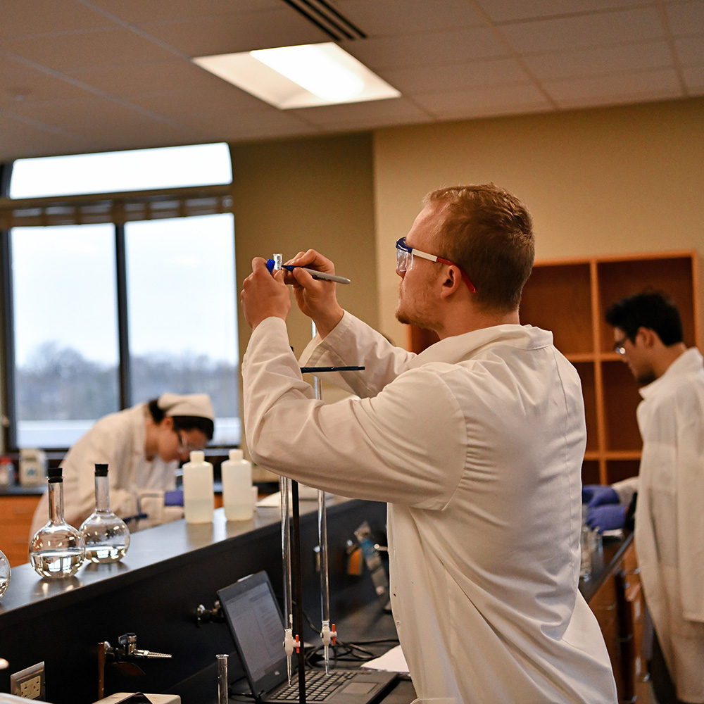Students working in a chemistry lab