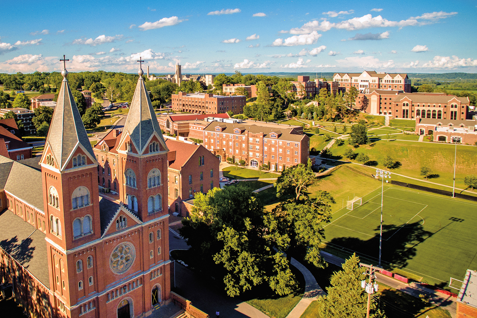 An aerial photo of campus