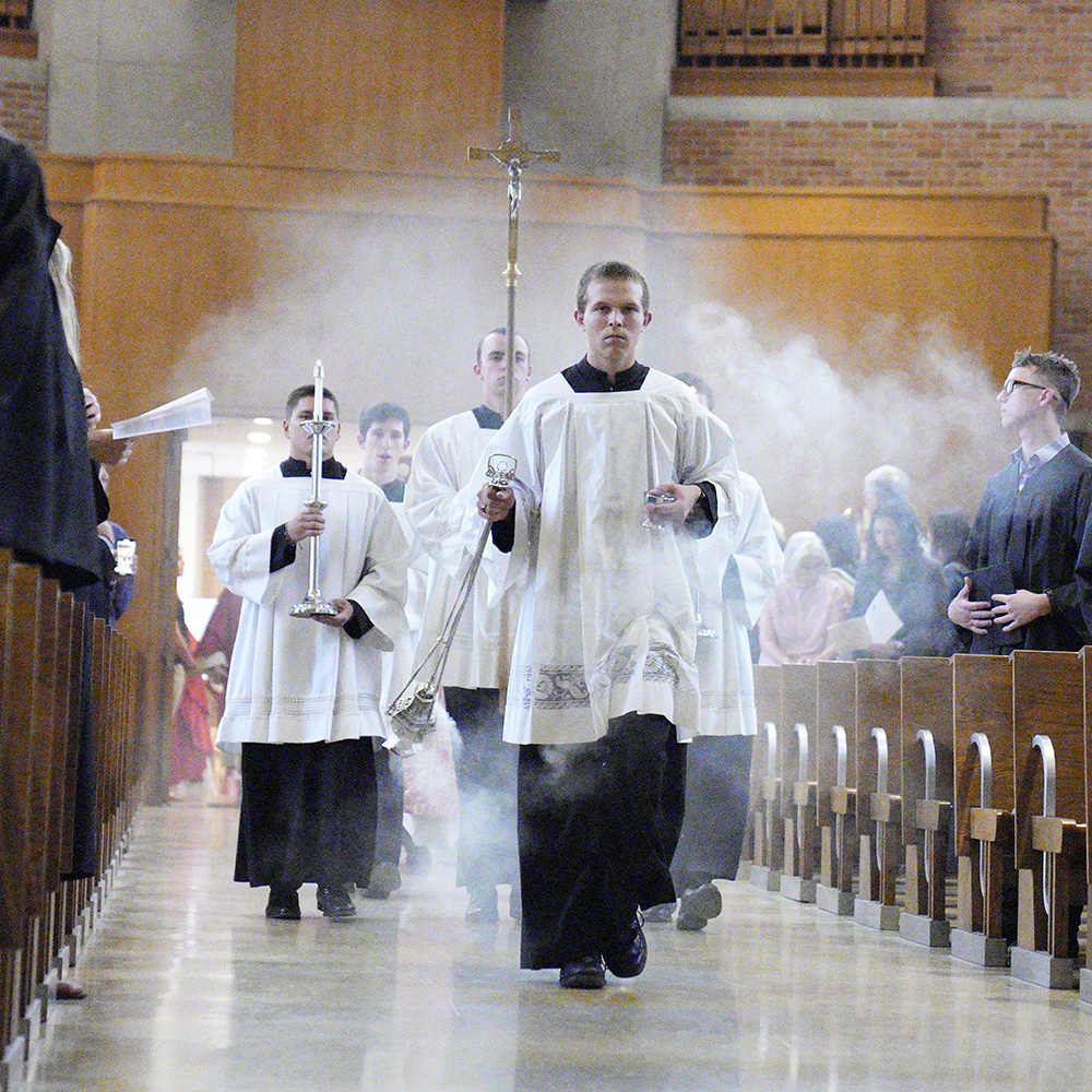 The entrance procession at Baccalaureate Mass