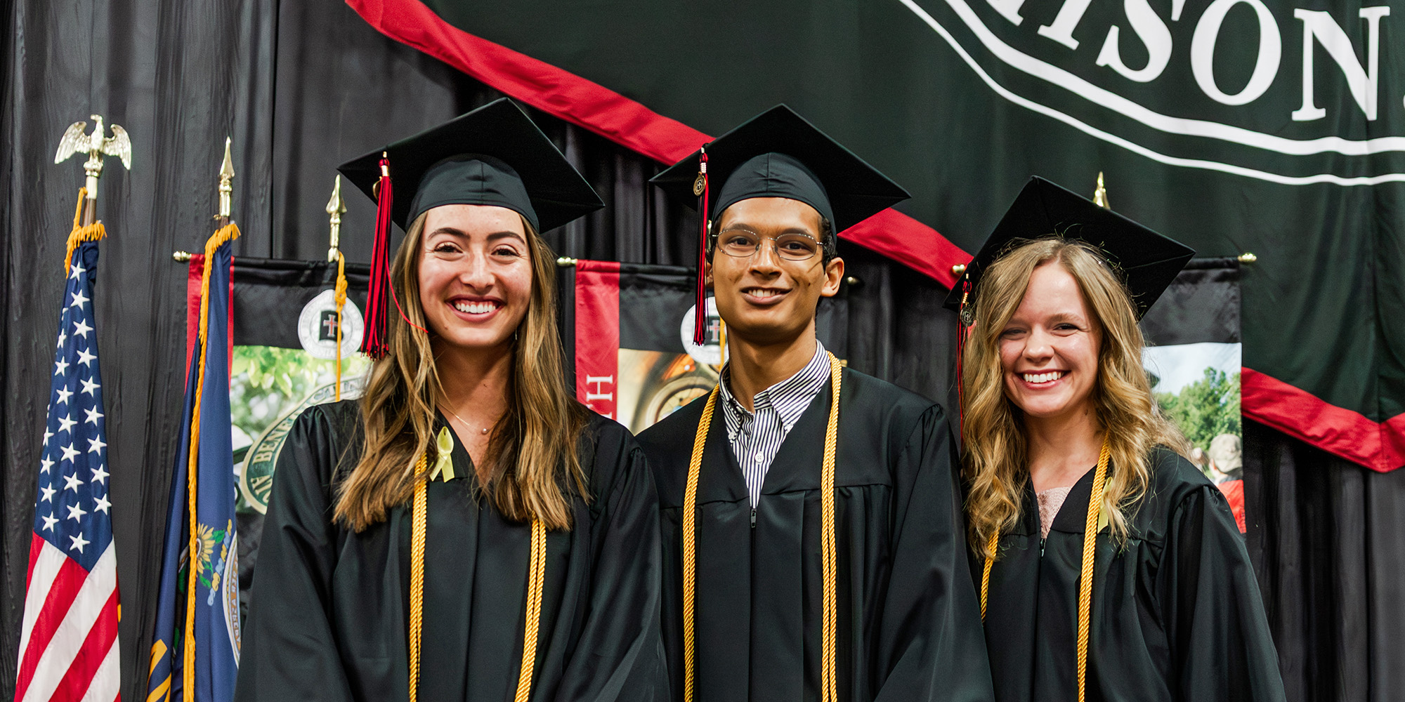 2026 Valedictorians Antonia Smith, James Krishnan Myjak and Kristine Schueller