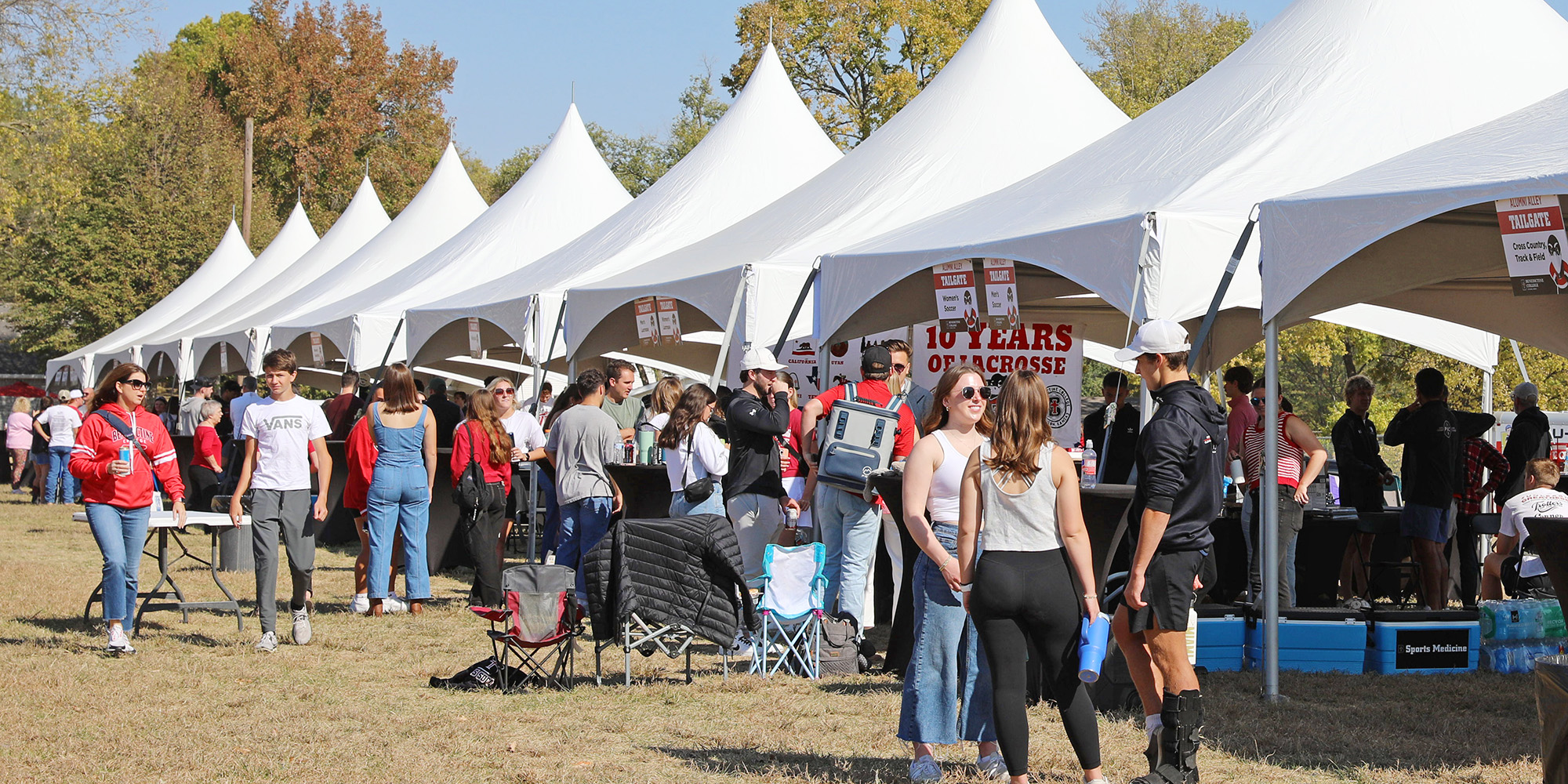 Alumni Alley tents set up during Homecoming