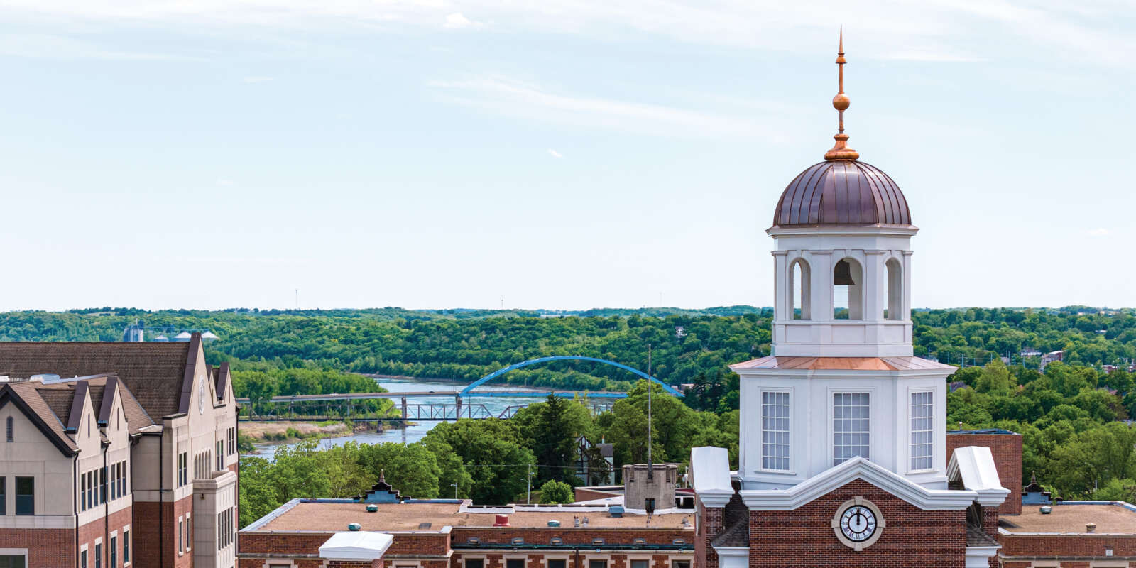 The steeple of the library at Benedictine College