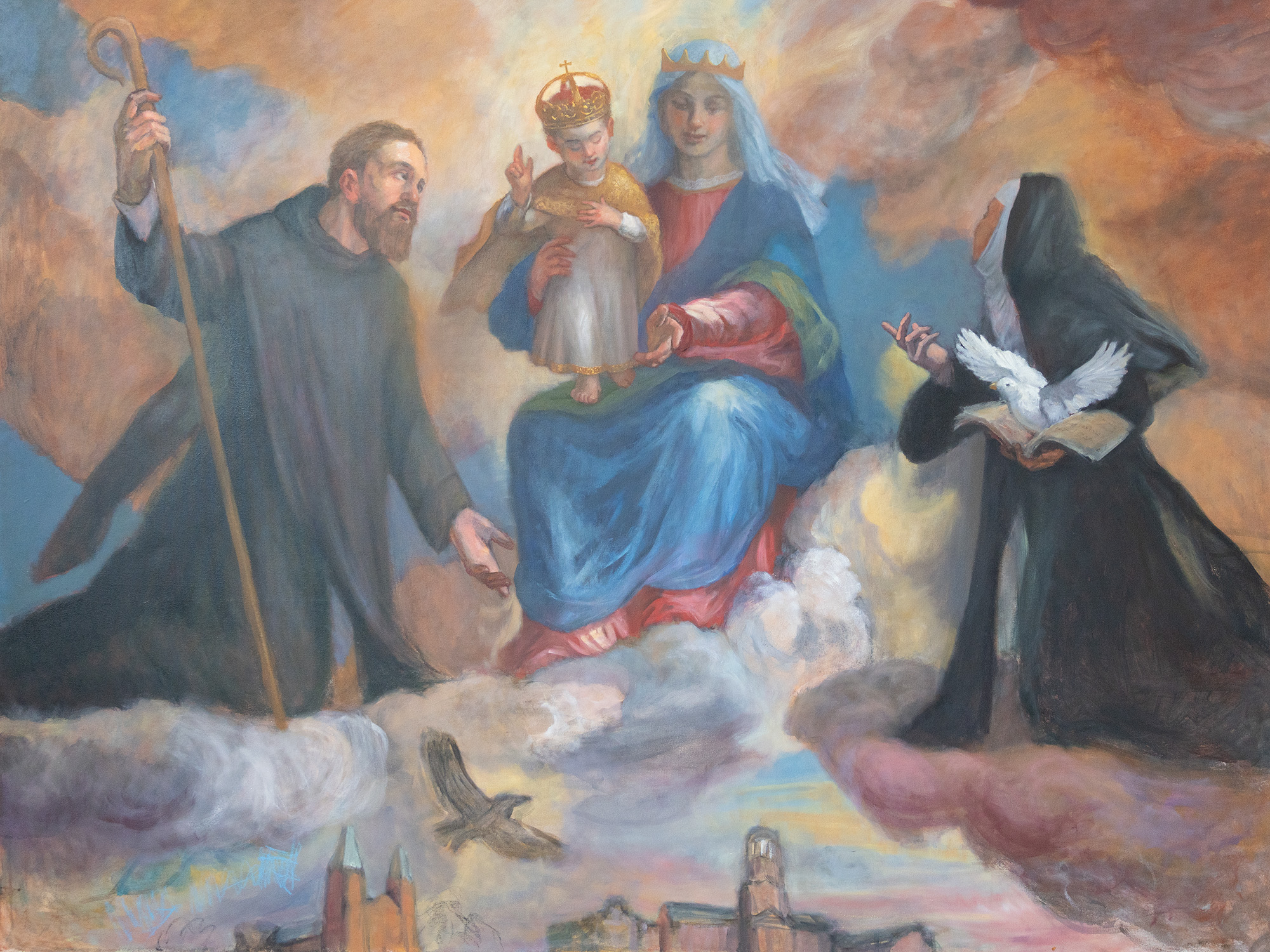 Adoration of the Madonna and Child by Benedict and Scholastica