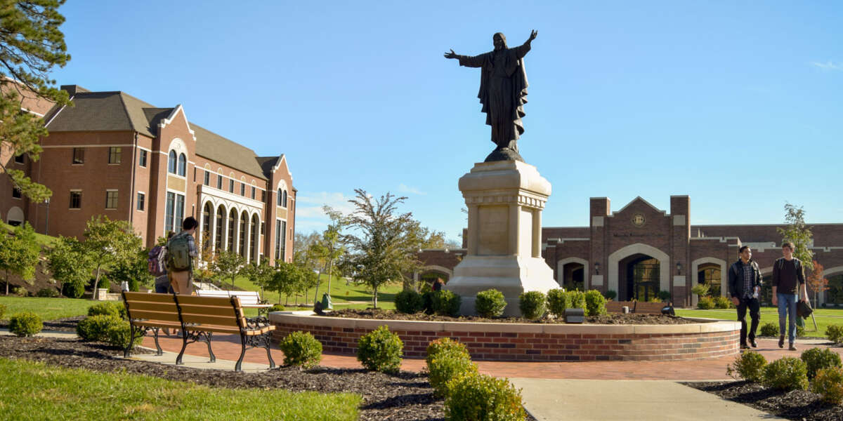 The statue of the Sacred Heart of Jesus in Raven Memorial Park