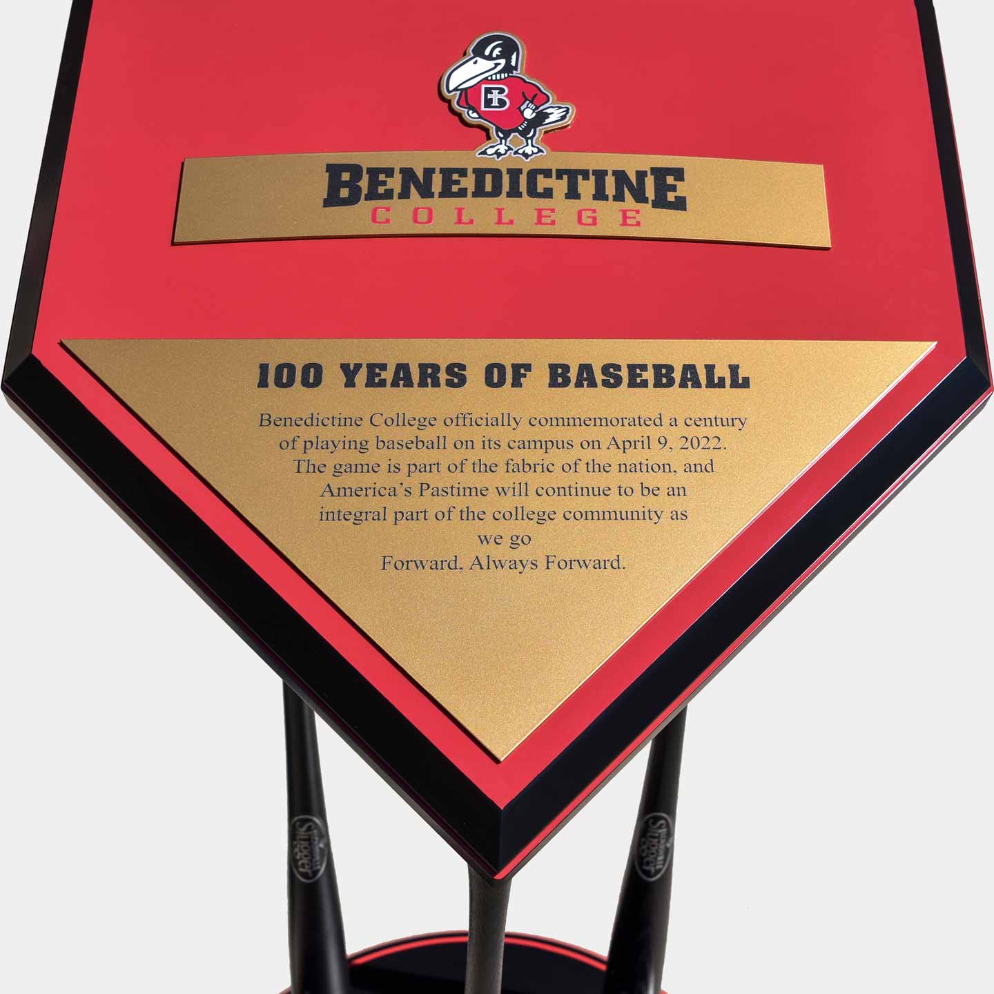 The “Home Plate” marker commemorating 100 Years of Baseball at Benedictine College