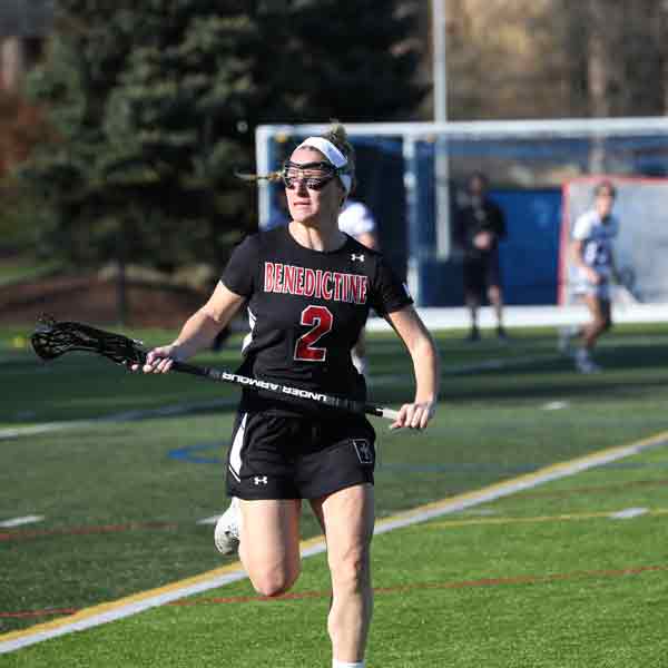 No. 2 Clare Ryan on the field during the 2022 NAIA Women's Lacrosse Championship game
