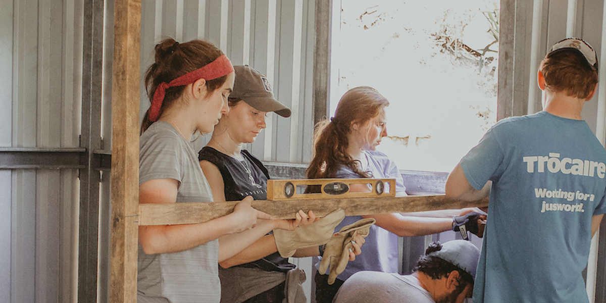 Student missionaries doing a building project in El Salvador